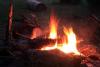 Campfire by twilight - Closeup of a campfire by dusk