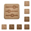 Horizontal adjustment wooden buttons - Set of carved wooden horizontal adjustment buttons. 8 variations included. Arranged layer structure.