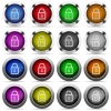 Lock button set - Set of lock glossy web buttons. Arranged layer structure.
