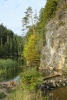 Mountain lake with a pine forest and a cliff - Mountain lake