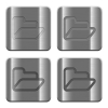 Set of Folder buttons vector in brushed metal style. Arranged layer, color and graphic style structure. - Metal Folder buttons