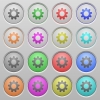 Settings plastic sunk buttons - Set of settings plastic sunk spherical buttons on light gray background. 16 variations included. Well-organized layer, color swatch and graphic style structure. Easy to recolor.