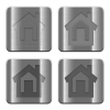 Set of Home buttons vector in brushed metal style. Arranged layer, color and graphic style structure. - Metal Home buttons