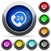 Set of round glossy full day service buttons. Arranged layer structure. - Full day service button set