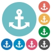 Flat anchor icons - Flat anchor icon set on round color background. 8 color variations included with light teme.