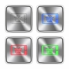 Color mobile shopping steel buttons - Color mobile shopping icons engraved in glossy steel push buttons. Well organized layer structure, color swatches and graphic styles.