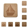 Sailboat wooden buttons - Set of carved wooden sailboat buttons. 8 variations included. Arranged layer structure.