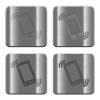 Set of ringing phone buttons vector in brushed metal style. Arranged layer, color and graphic style structure. - Metal ringing phone buttons