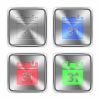 Color calendar icons engraved in glossy steel push buttons. Well organized layer structure, color swatches and graphic styles. - Color calendar steel buttons