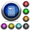 Set of round glossy calculator buttons. Arranged layer structure. - Calculator button set