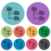 Color folder structure flat icon set on round background. - Color folder structure flat icons