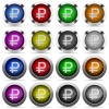 Ruble sign button set - Set of Ruble sign glossy web buttons. Arranged layer structure.