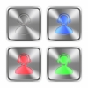 Color operator icons engraved in glossy steel push buttons. - Color operator steel buttons