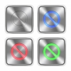 Color blocked icons engraved in glossy steel push buttons. - Color blocked steel buttons