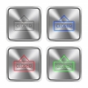 Color closed sign icons engraved in glossy steel push buttons. - Color closed sign steel buttons