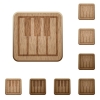 Set of carved wooden Piano keyboard buttons in 8 variations. - Piano keyboard wooden buttons