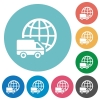 Flat international transport icon set on round color background. - Flat international transport icons