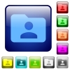 Color folder owner square buttons - Set of folder owner color glass rounded square buttons