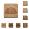 Set of carved wooden cloud buttons in 8 variations. - Cloud wooden buttons