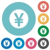 Flat yen sticker icon set on round color background. - Flat yen sticker icons