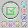 Set of color checked box sunk push buttons. - Checked box push buttons