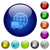 Set of color international transport glass web buttons. - Color international transport glass buttons