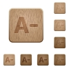 Set of carved wooden Decrease font size buttons in 8 variations. - Decrease font size wooden buttons