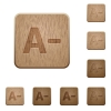 Decrease font size wooden buttons - Set of carved wooden Decrease font size buttons in 8 variations.