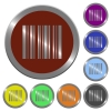 Color barcode buttons - Set of color glossy coin-like barcode buttons.