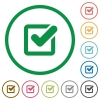 Checkbox outlined flat icons - Set of checkbox color round outlined flat icons on white background