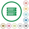 Set of rack servers color round outlined flat icons on white background - Rack servers outlined flat icons