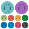 Color headset flat icon set on round background. - Color headset flat icons - Small thumbnail