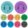 Color headset flat icon set on round background. - Color headset flat icons