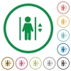 Elevator outlined flat icons - Set of elevator color round outlined flat icons on white background