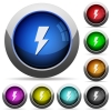 Set of round glossy flash buttons. Arranged layer structure. - Flash button set