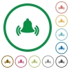 Set of Ringing bell color round outlined flat icons on white background - Ringing bell outlined flat icons