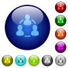 Set of color online users glass web buttons. - Color online users glass buttons
