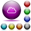Cloud glass sphere buttons - Set of color cloud glass sphere buttons with shadows.