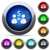 Set of round glossy receive dollar buttons. Arranged layer structure. - Receive dollar button set