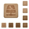 Set of carved wooden VoIP services buttons in 8 variations. - VoIP services wooden buttons