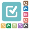 Flat checkmark icons on rounded square color backgrounds. - Flat checkmark icons