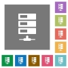 Data network square flat icons - Data network flat icon set on color square background.