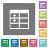 Adjust table row height flat icon set on color square background. - Adjust table row height square flat icons