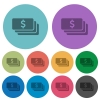 Color dollar banknotes flat icons - Color dollar banknotes flat icon set on round background.