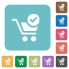 Flat cart checkout icons - Flat cart checkout icons on rounded square color backgrounds.