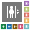 Elevator flat icon set on color square background. - Elevator square flat icons