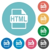 Flat HTML file format icons - Flat HTML file format icon set on round color background.