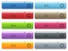 Set of Exit glossy color captioned menu buttons with engraved icons - Exit captioned menu button set