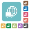 Flat international transport icons on rounded square color backgrounds. - Flat international transport icons