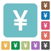 Flat yen sign icons on rounded square color backgrounds. - Flat yen sign icons